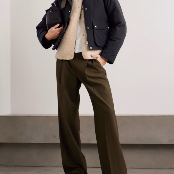 Shearling-lined padded cotton-blend jacket