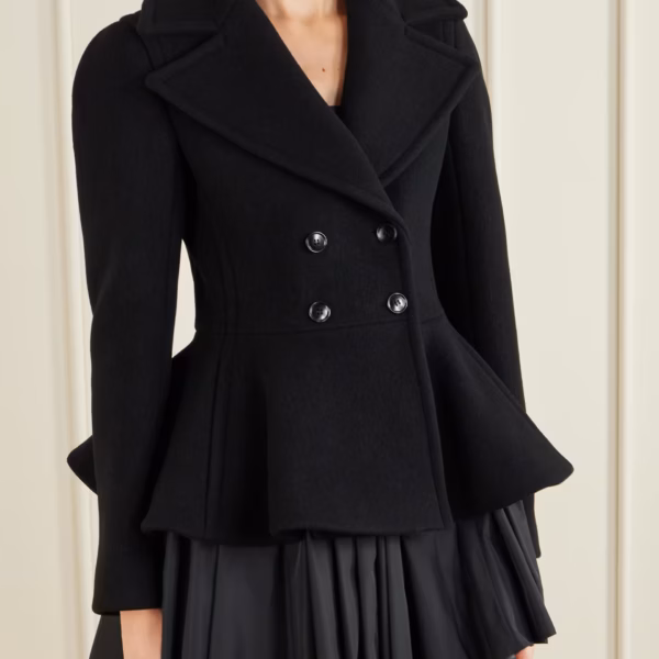Double-breasted wool-blend peplum coat