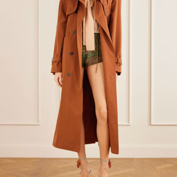 Double-breasted belted cotton and silk-blend trench coat