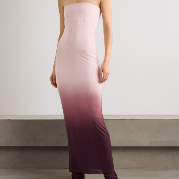 Strapless layered dégradé jersey jumpsuit