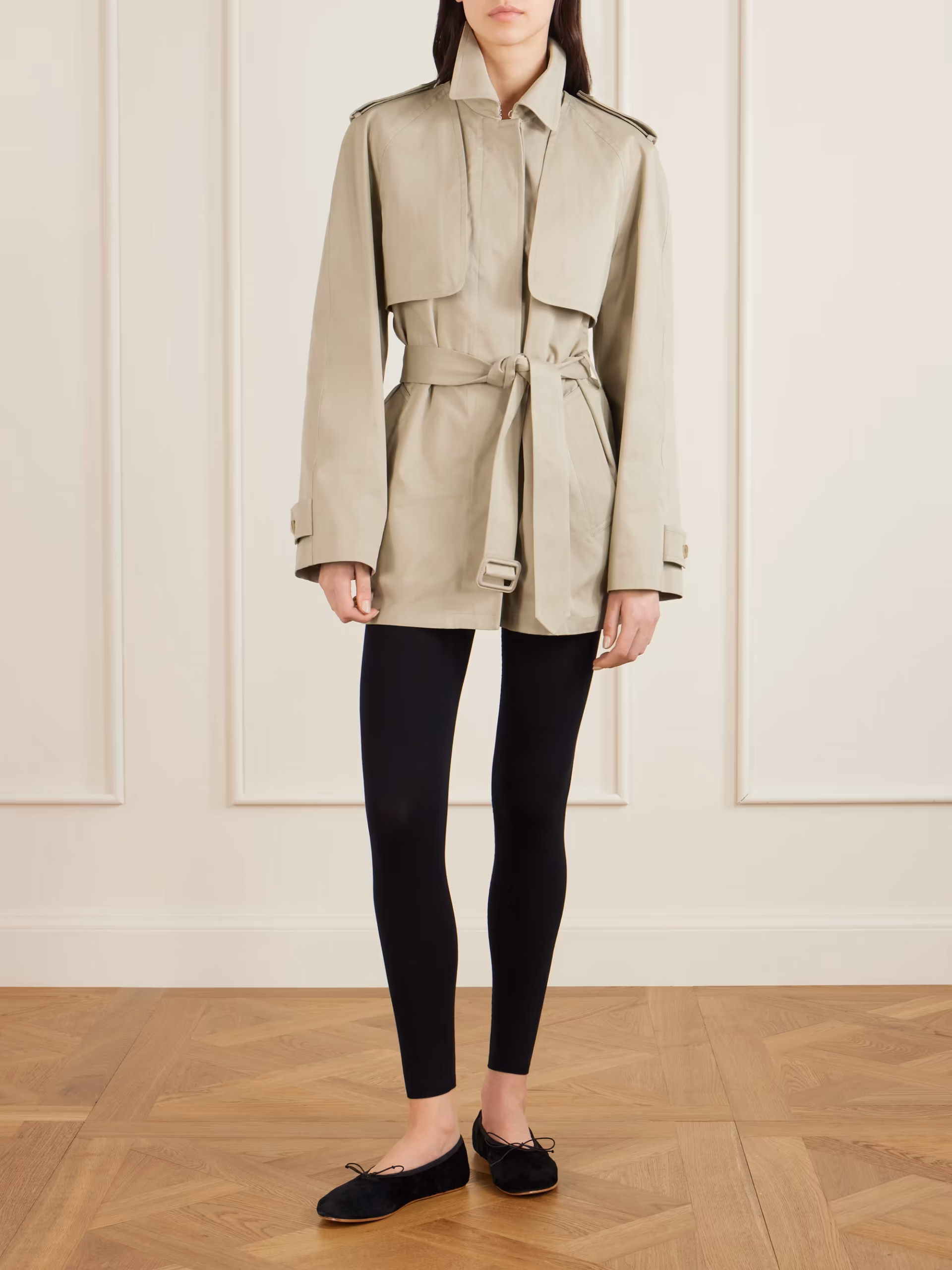 Tavoris belted brushed cotton-gabardine jacket