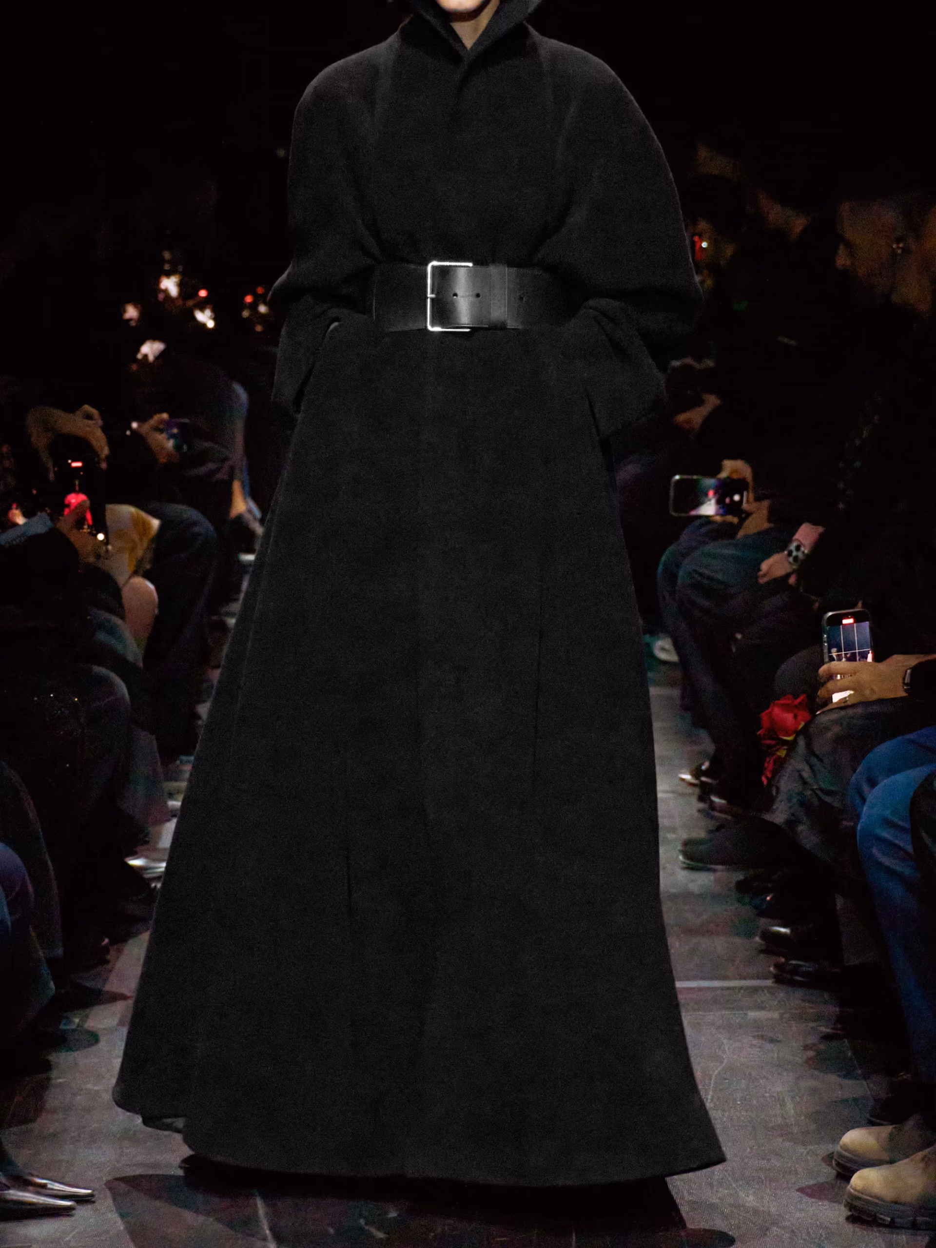 Belted brushed wool-blend coat