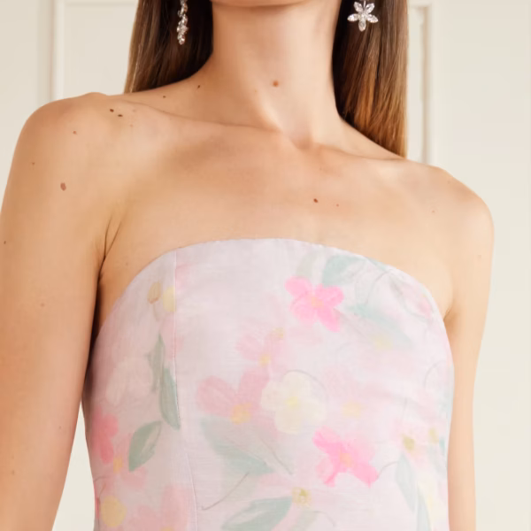Elora strapless floral-print TENCEL™-blend organza maxi dress