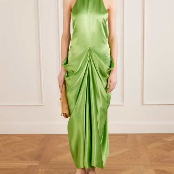 Kent open-back draped satin maxi dress