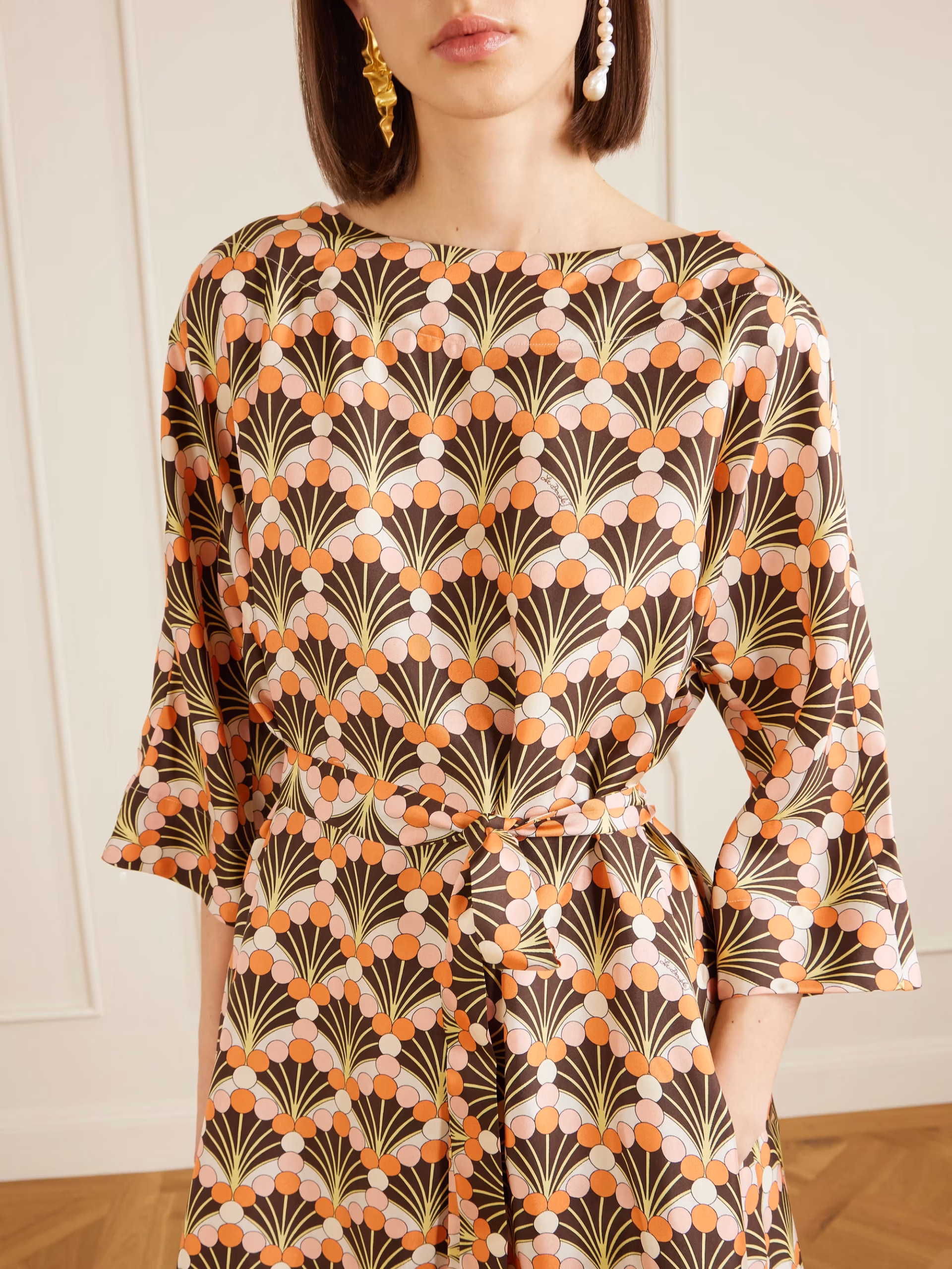 Muumuu silk-twill midi dress
