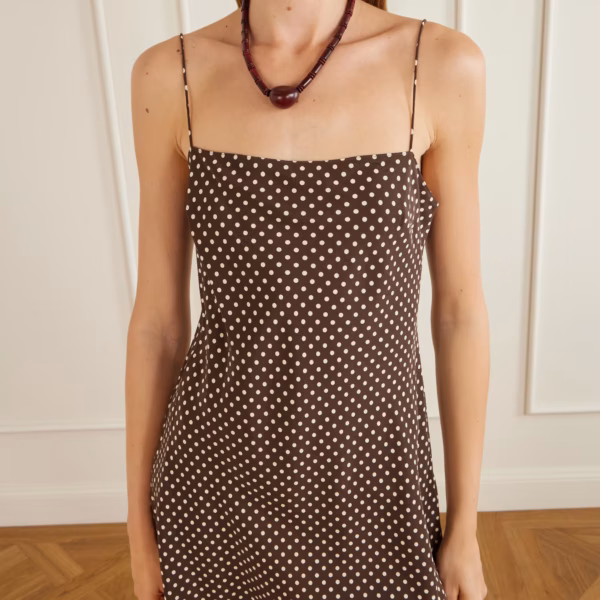 Polka-dot silk-crepe de chine mini dress