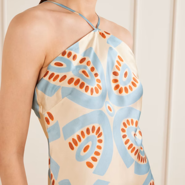 Thaleia printed silk-satin maxi dress