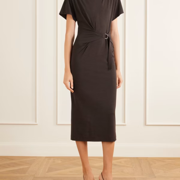 Wrapped jersey midi dress