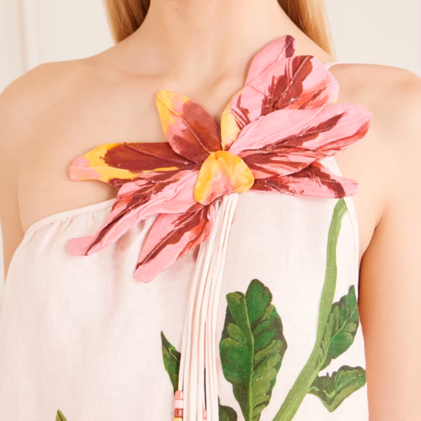Garden Terrace floral-print bead-embellished linen maxi dress