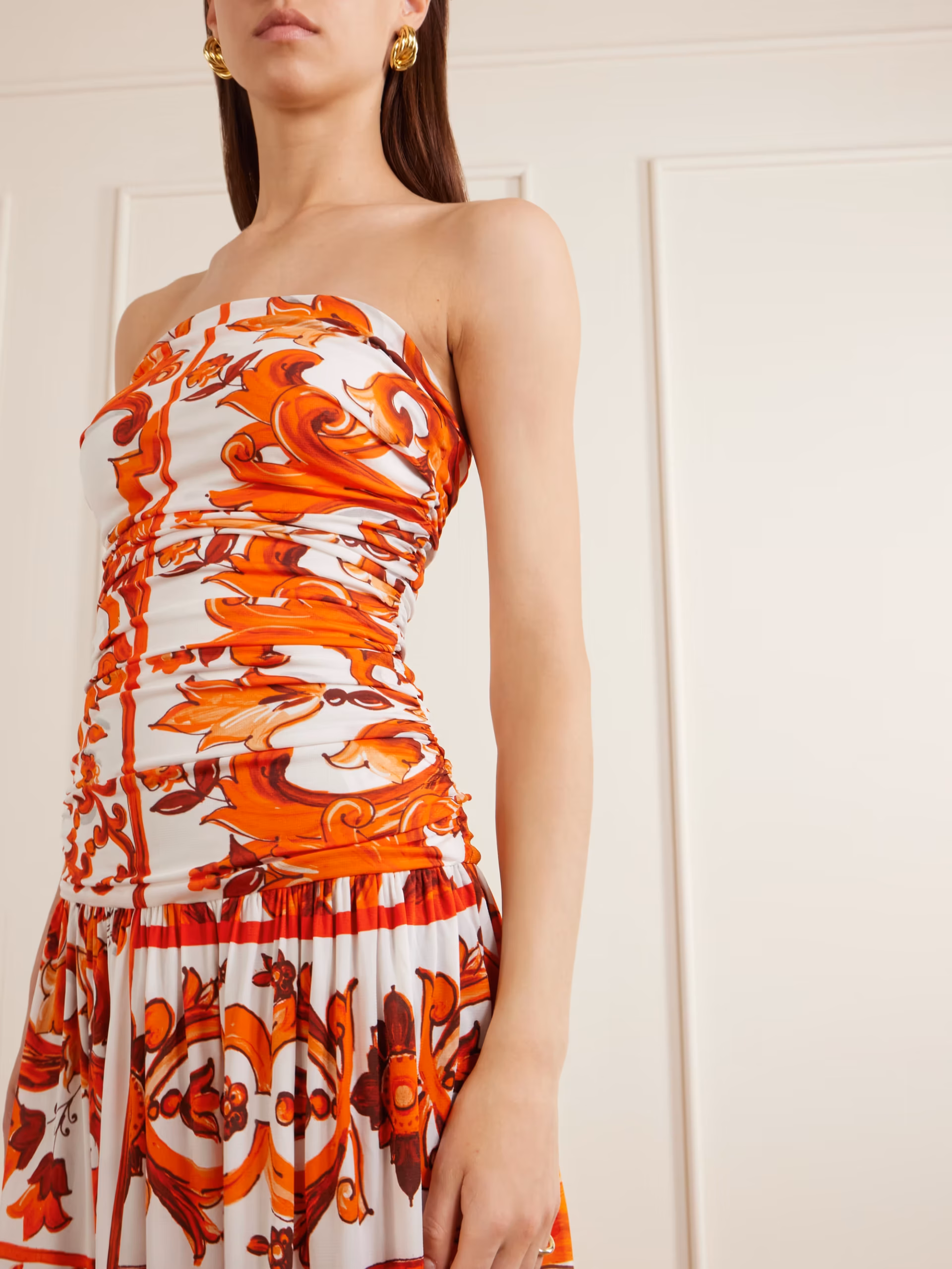 Printed organza midi dress