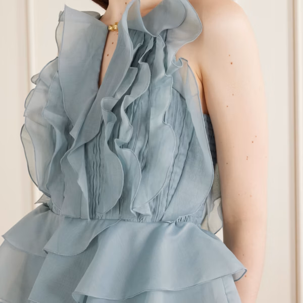 Cleo ruffled tiered organza gown
