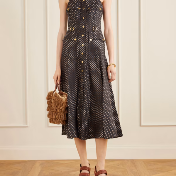 Luna embellished linen midi dress