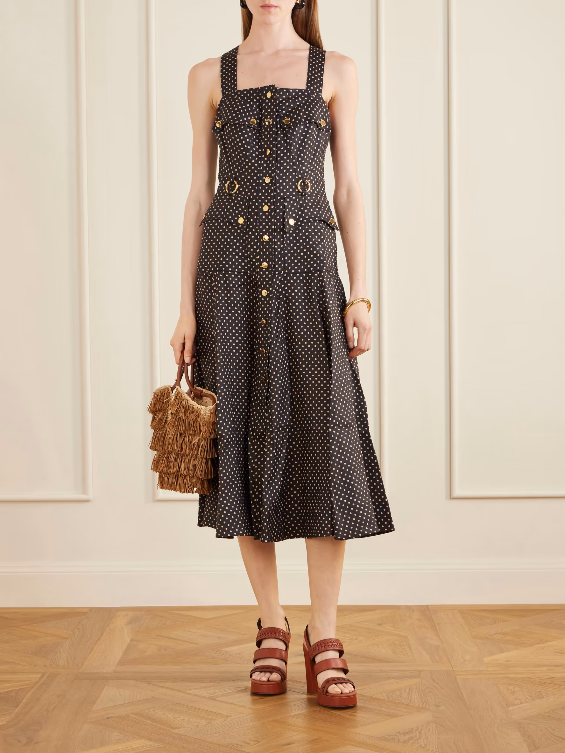 Luna embellished linen midi dress