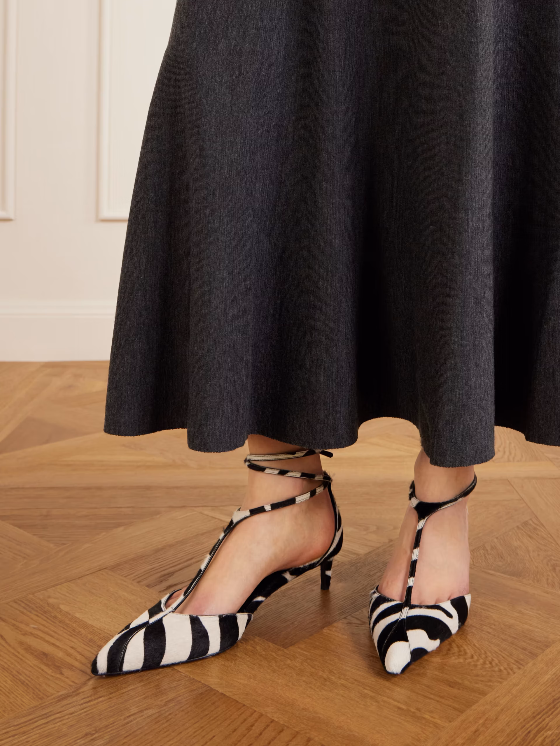 Mia zebra-print calf hair pumps