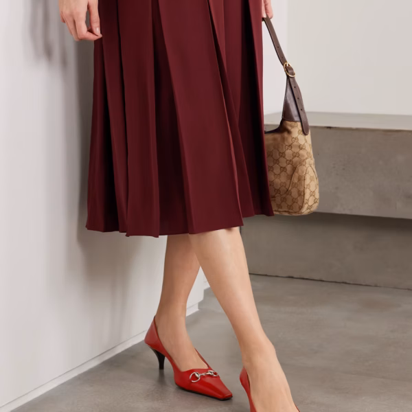 Vittoria collapsible-heel horsebit-embellished leather pumps