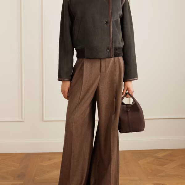 Jekel leather-trimmed shearling-lined suede jacket