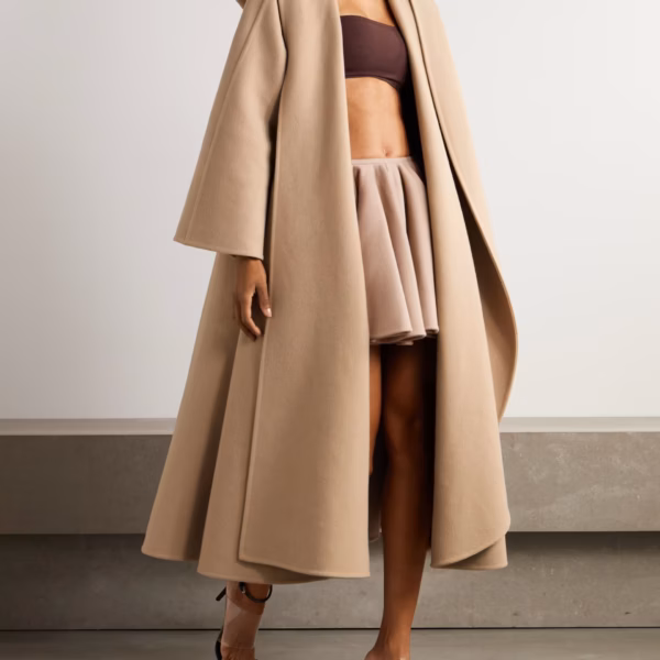 Belted wool and cashmere-blend hooded coat