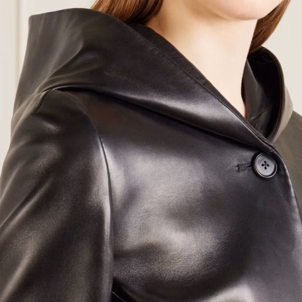 June hooded peplum leather jacket