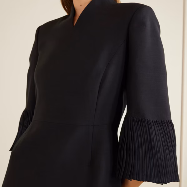 Wool and silk-blend crepe midi dress
