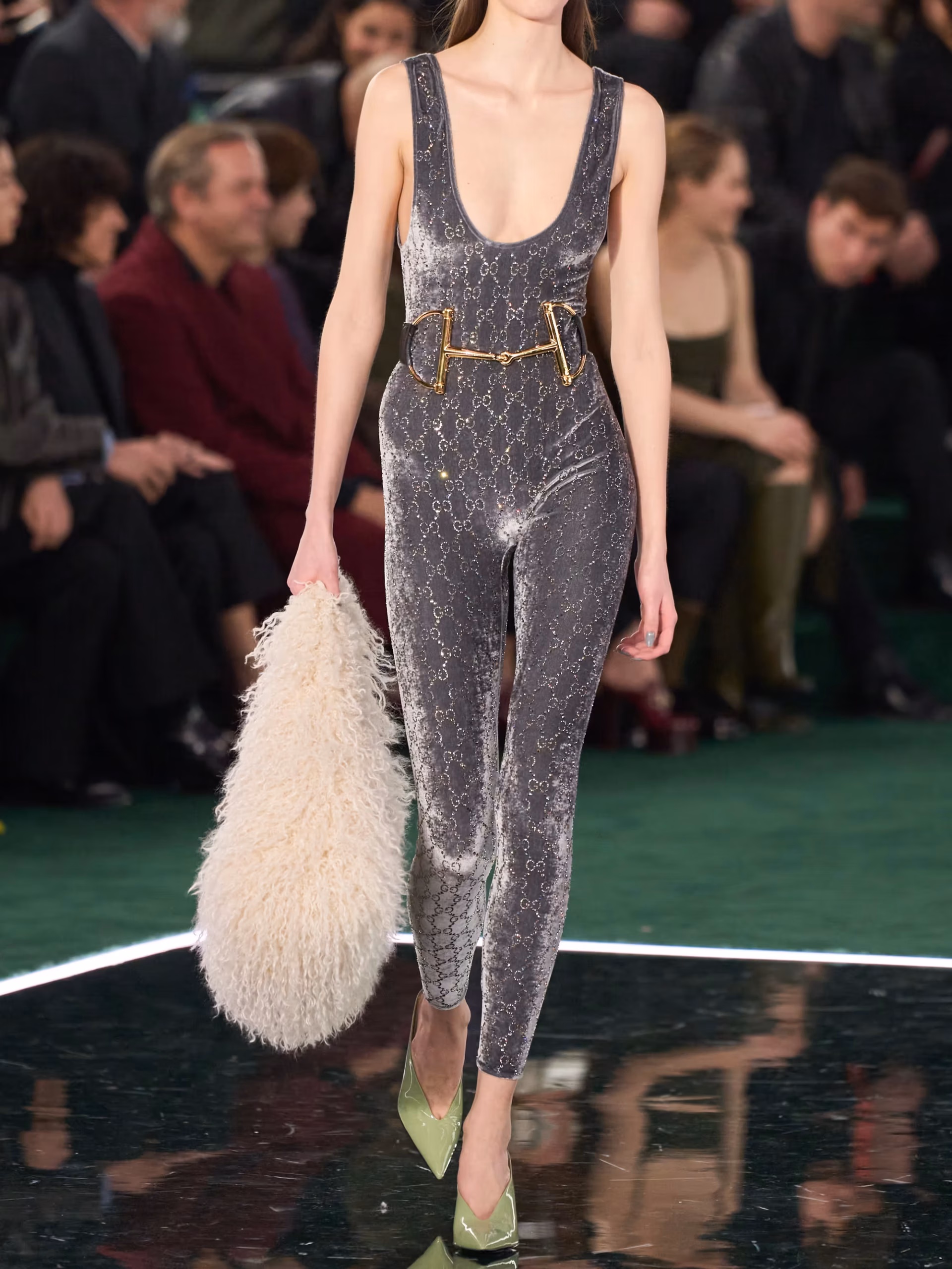 Crystal-embellished velvet jumpsuit