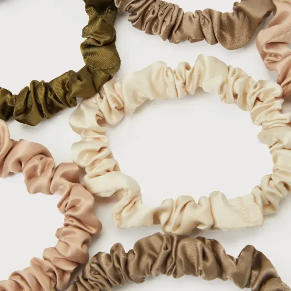 Tress Tamer Taupe Multi Petite 6-Piece Satin Scrunchie Set