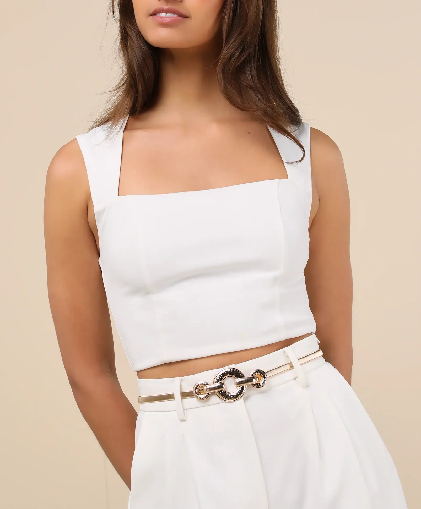 Arnona Gold Hammered Geometric Chain Belt