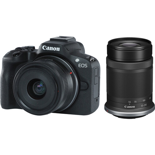 Canon EOS R50 Mirrorless Camera with 18-45mm & 55-210mm Lenses and Essentials+ Kit (Black)