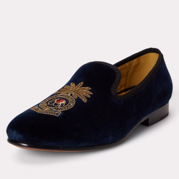Paxton Crest Velvet Slipper