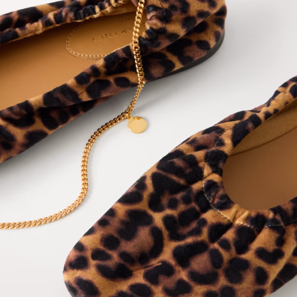 Embellished leopard-print velvet ballerina flats