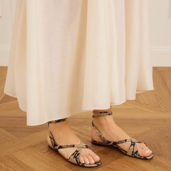 Liria snake-effect leather flat sandals