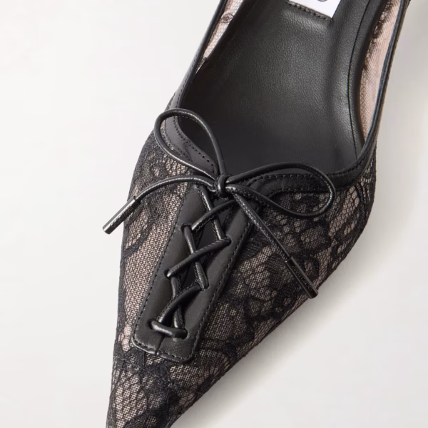 Scarlett 50 leather-trimmed lace pumps