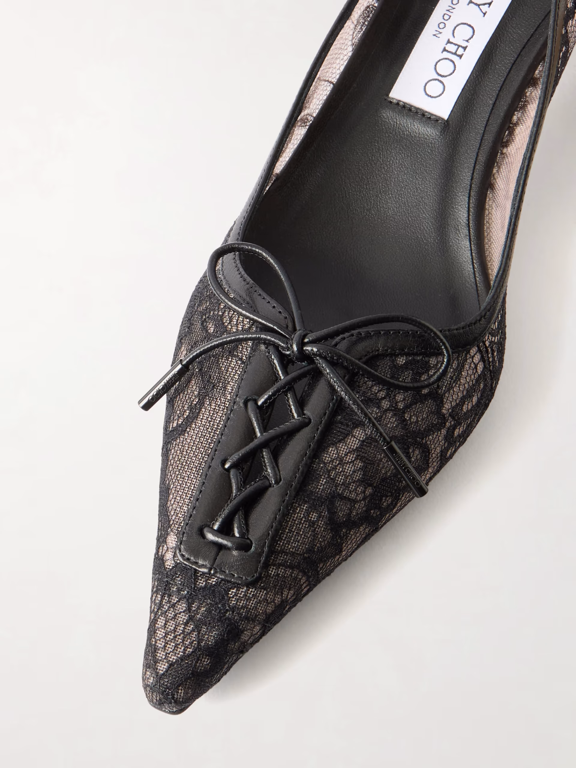 Scarlett 50 leather-trimmed lace pumps