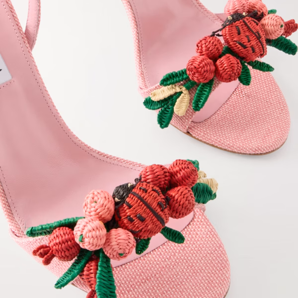 Botanica 105 embellished leather and raffia sandals