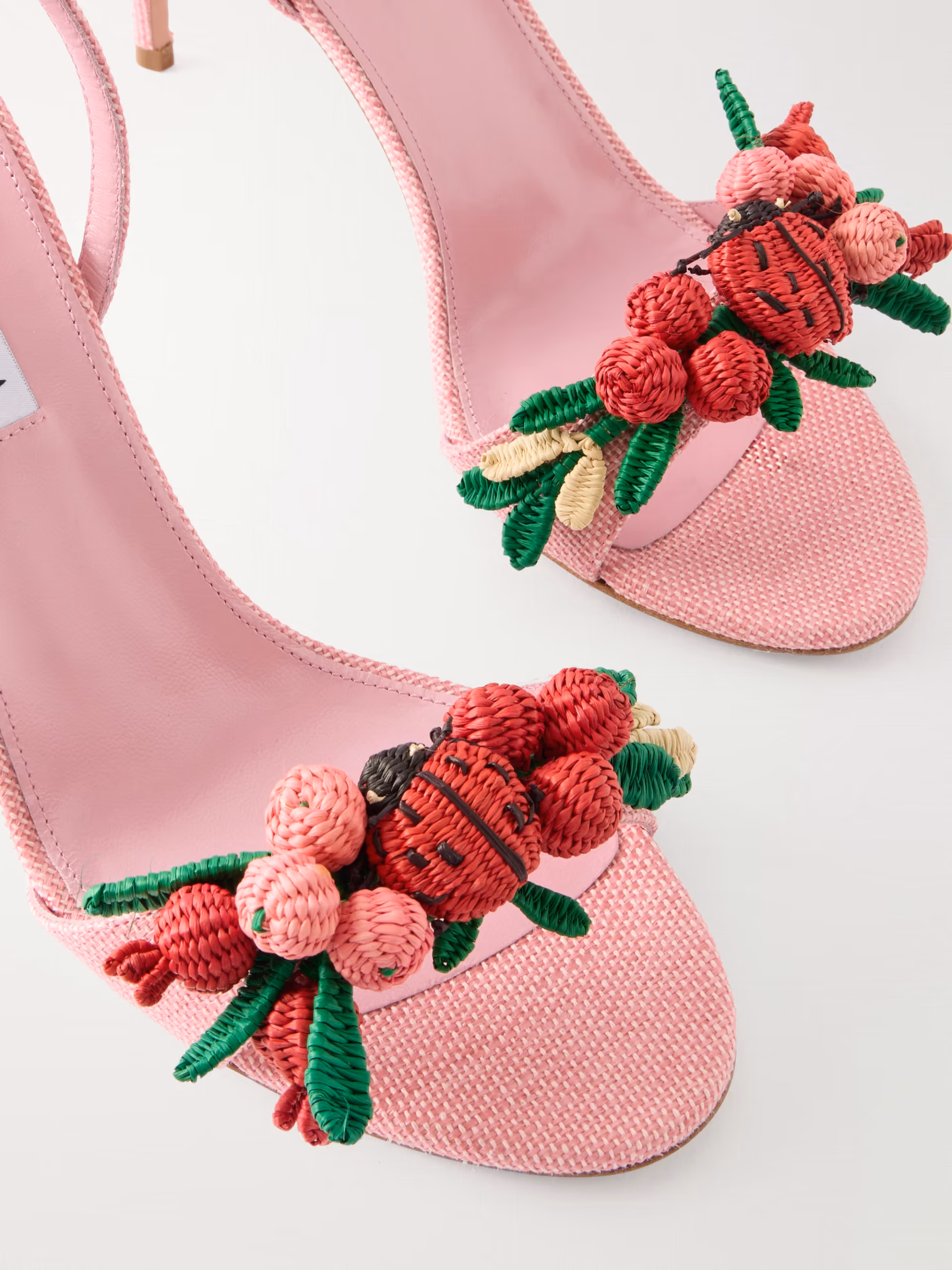 Botanica 105 embellished leather and raffia sandals