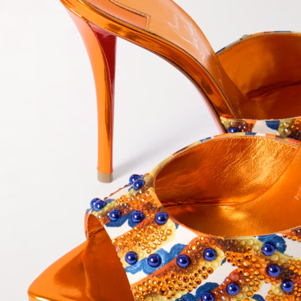 Miss Z 100 embellished printed faille mules