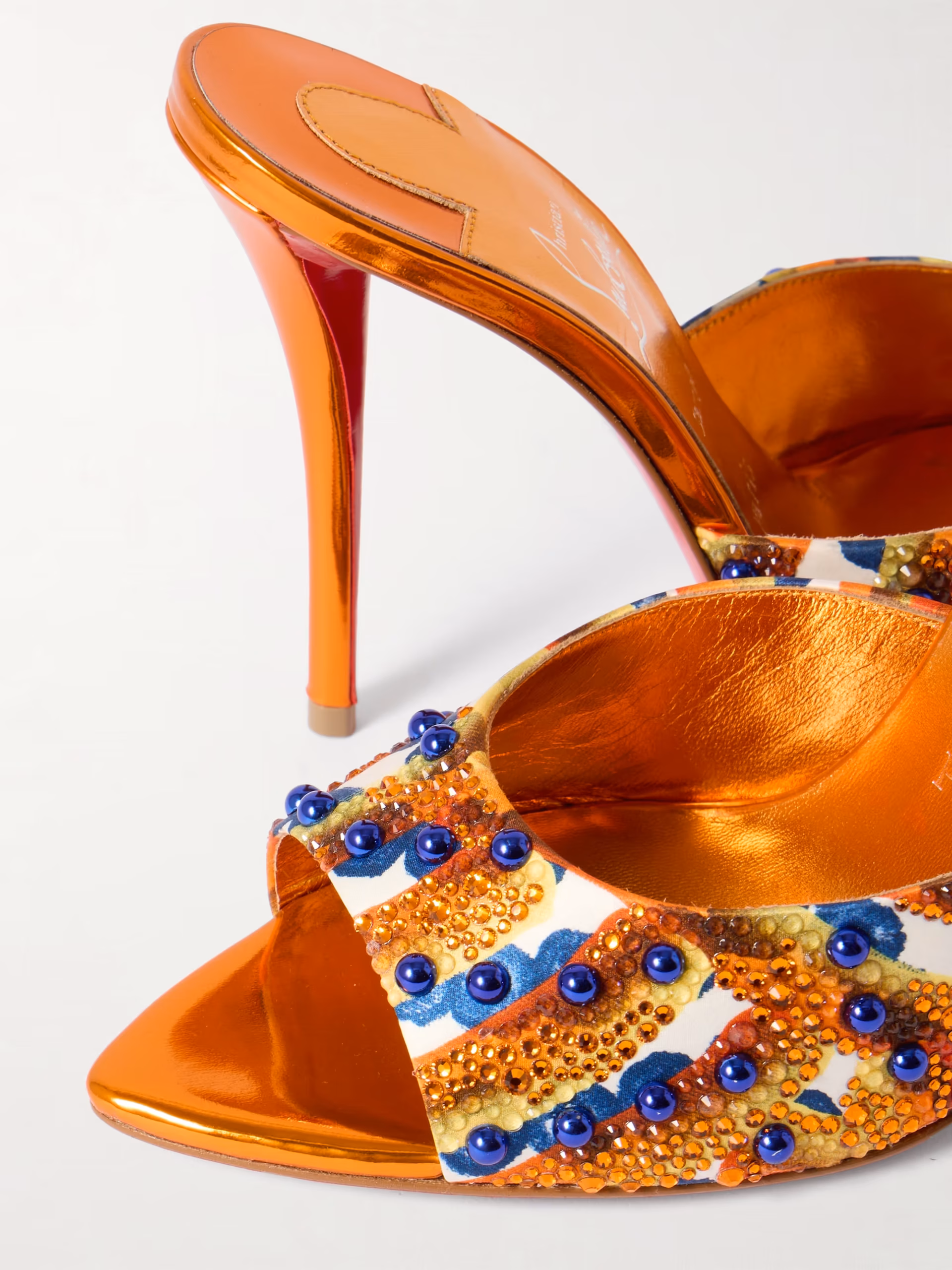 Miss Z 100 embellished printed faille mules