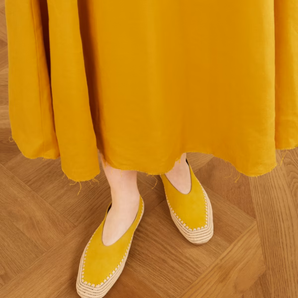 Strength suede and raffia ballet flats
