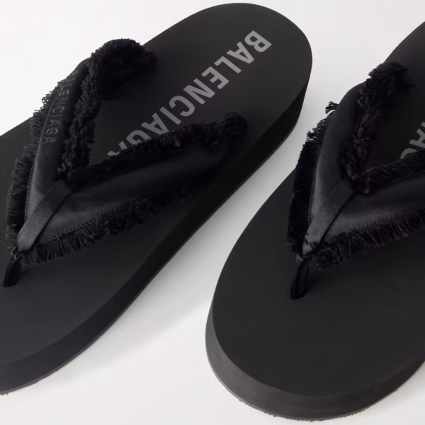 Jet Lag frayed satin thong sandals