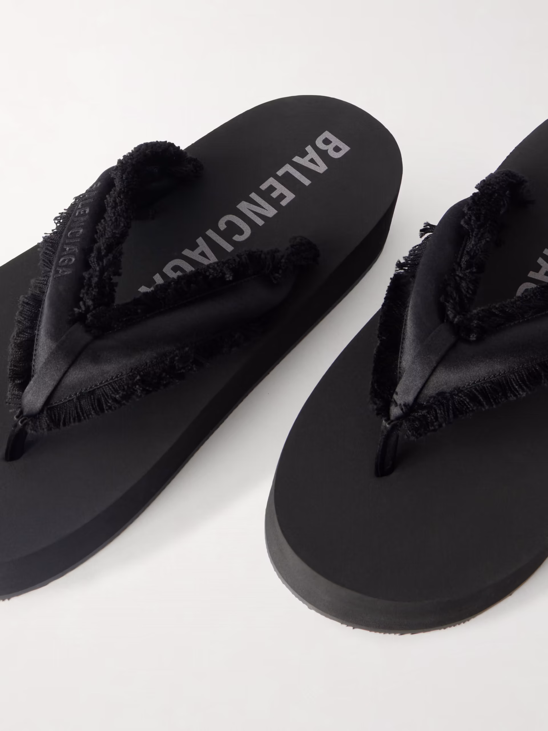 Jet Lag frayed satin thong sandals