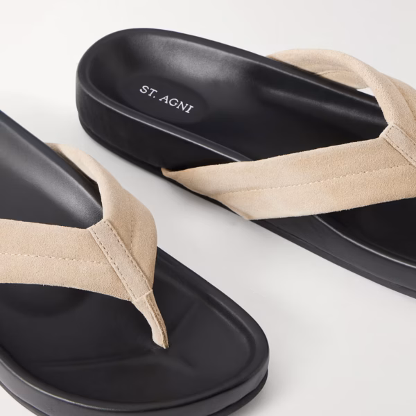 Suede platform thong sandals
