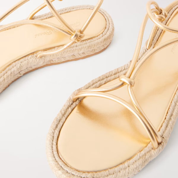 Metallic leather espadrille sandals