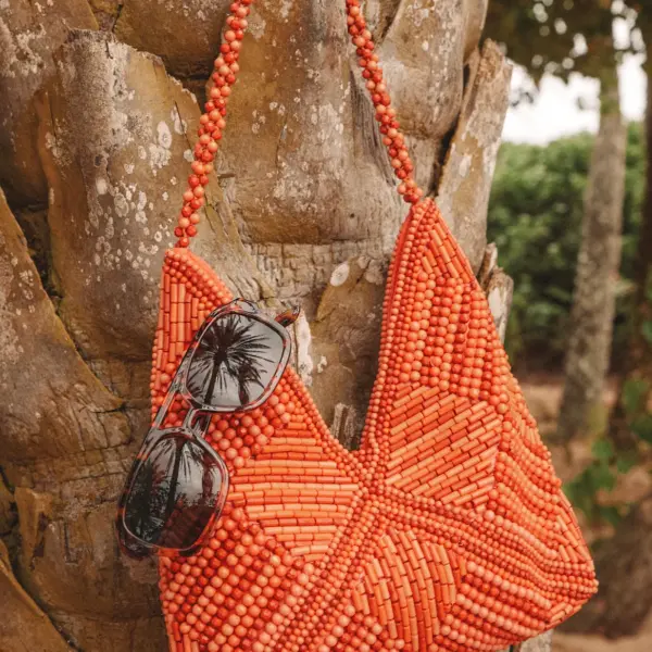 Sunny Element Orange Beaded Shoulder Bag