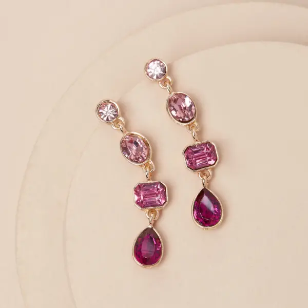 Precise Radiance Pink Rhinestone Drop Earrings