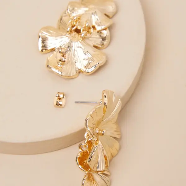 Aster Gold Flower Statement Earrings