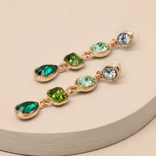 Precise Radiance Green Rhinestone Drop Earrings