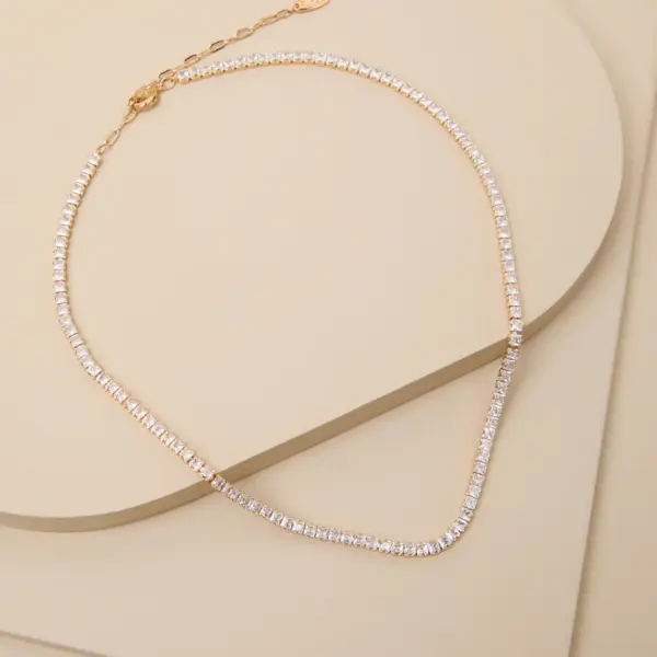 Acaria 14KT Gold Rhinestone Tennis Necklace