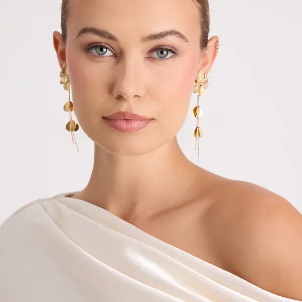 Francis Gold Flower Chain Drop Earrings