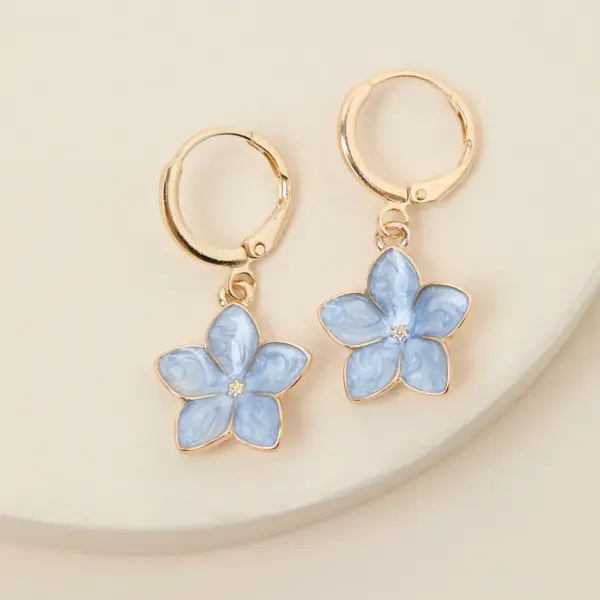 Reseda Light Blue Flower Charm Earrings