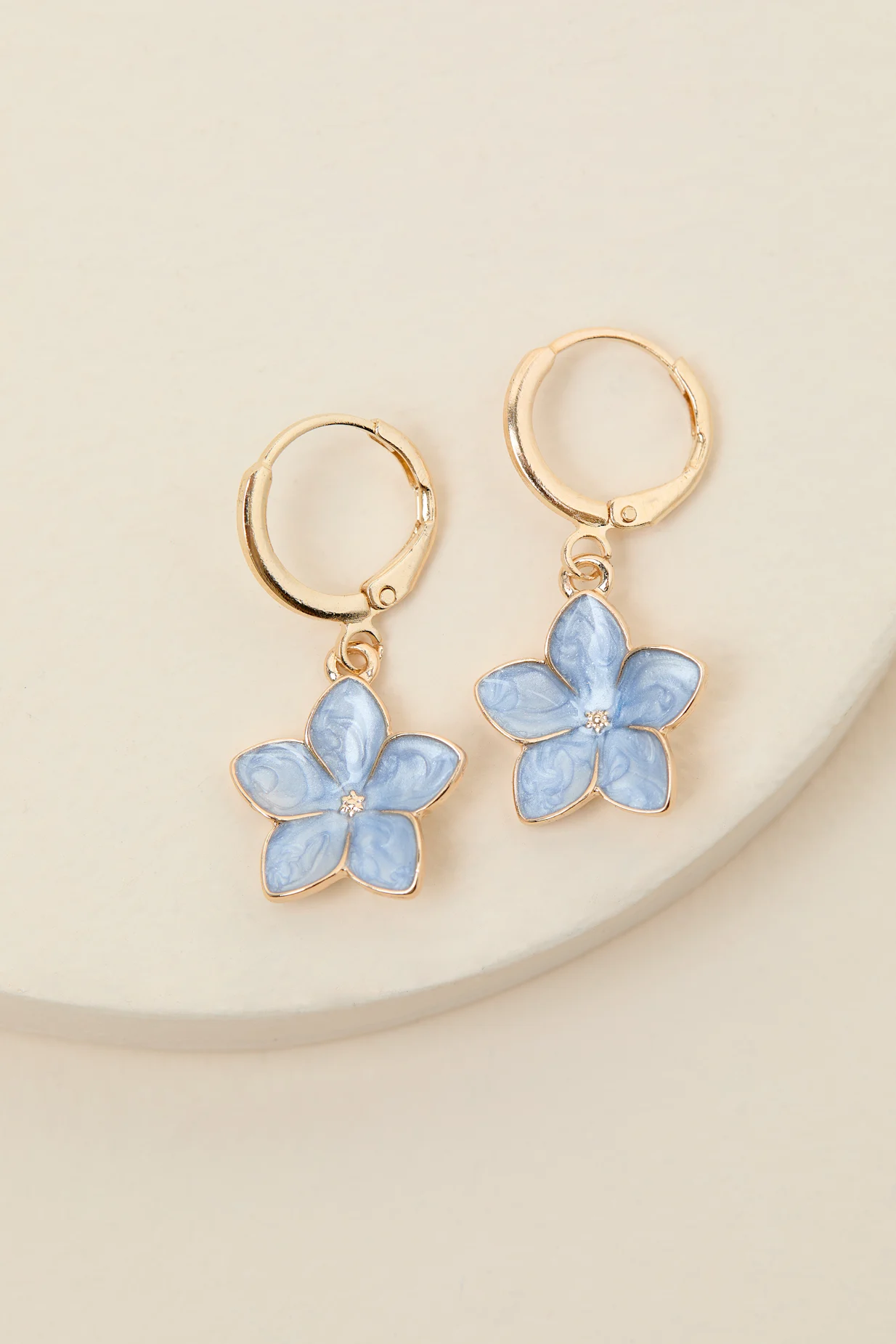 Reseda Light Blue Flower Charm Earrings